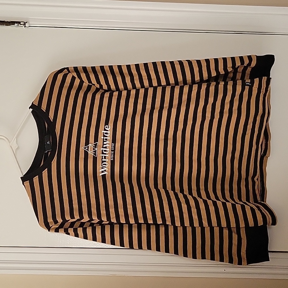 EUC HUF Worldwide Long Sleeve Embroidered Skate Shirt Size M
